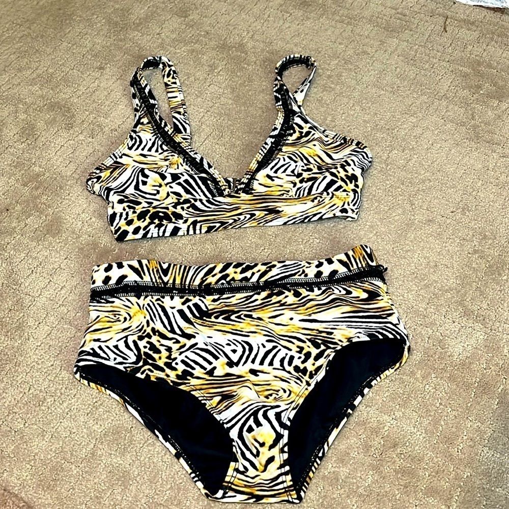 Animal print two-piece bikini size small